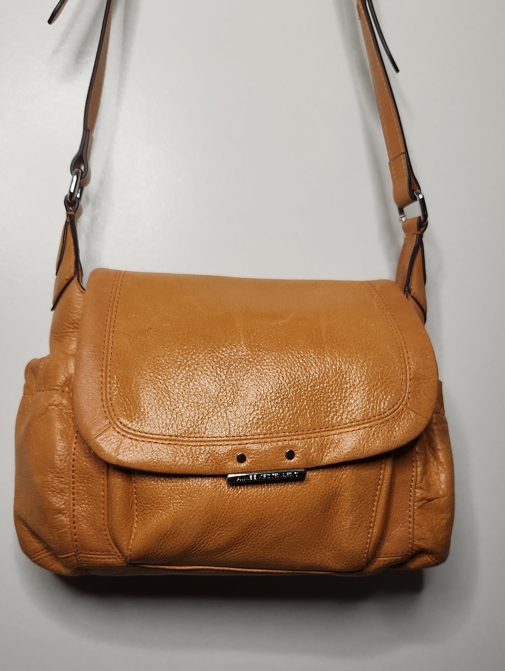 Aimee Kestenberg Mustard Yellow/Silver Leather xbody Bag.Preloved Bag Sold As Is